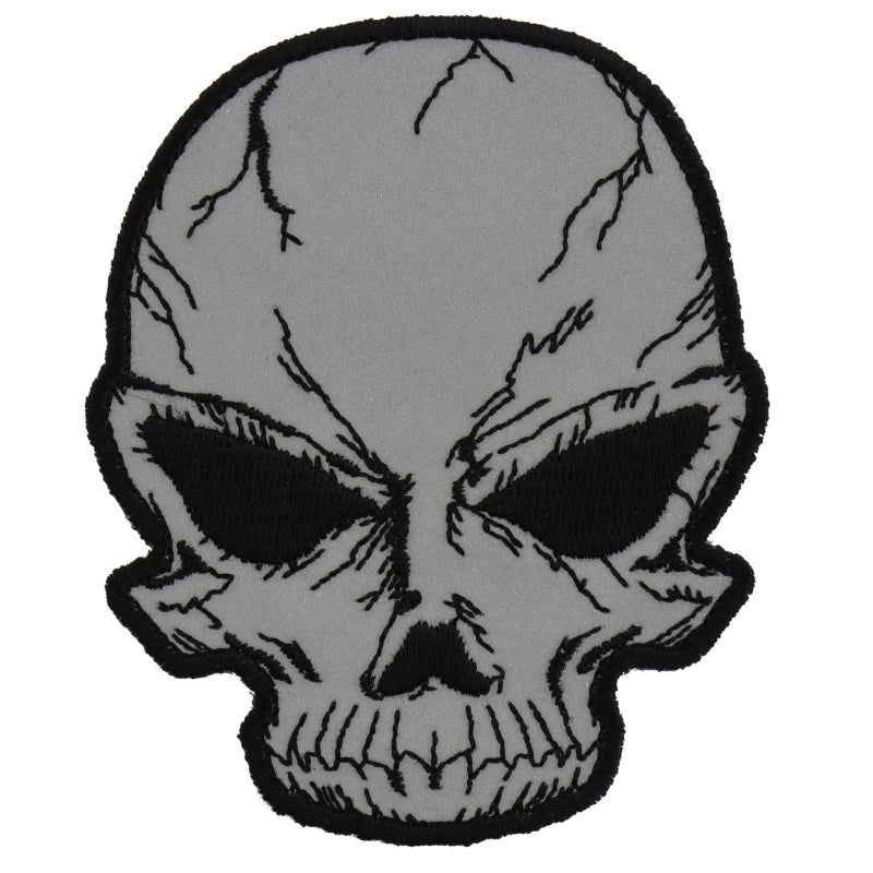P3169 Reflective Small Cracked Skull Patch Patches Virginia City Motorcycle Company Apparel 