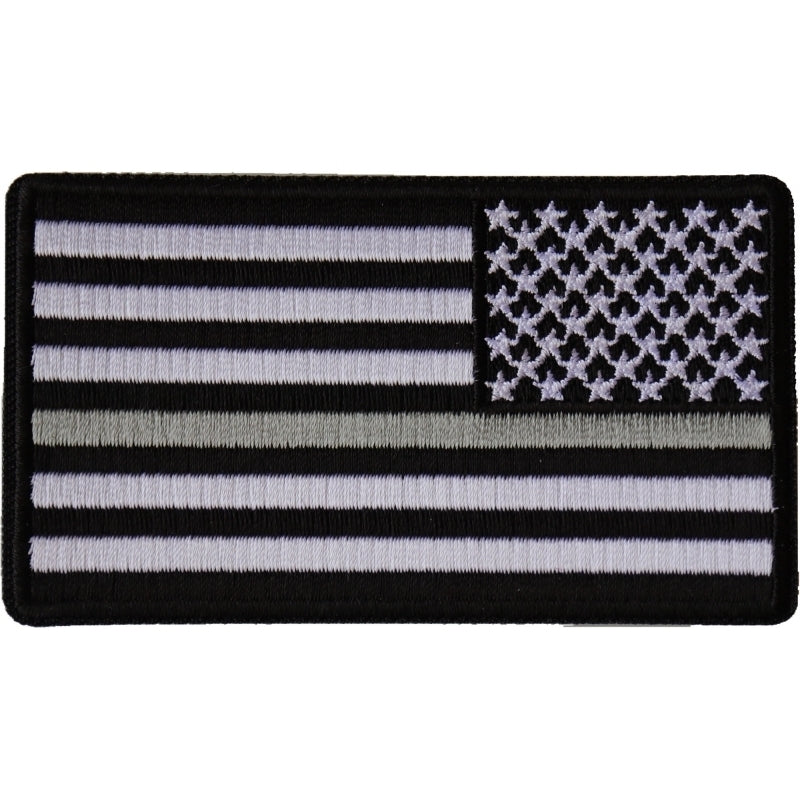 P6678 Reversed Silver Line Corrections Officer American Flag Patch Patches Virginia City Motorcycle Company Apparel 