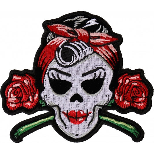 P6543 Rockabilly Lady Skull Patch Patches Virginia City Motorcycle Company Apparel 