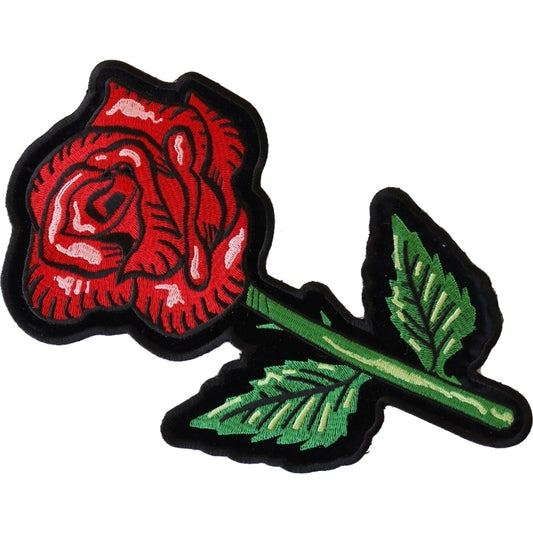 PL6565 Single Rose Large Back Patch Patches Virginia City Motorcycle Company Apparel 