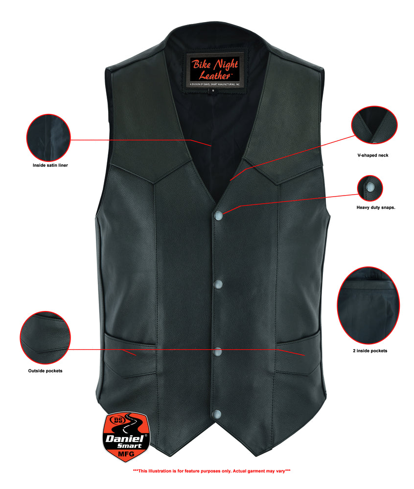 DS104 Men's Plain Side Economy Vest Men's Vests Virginia City Motorcycle Company Apparel 