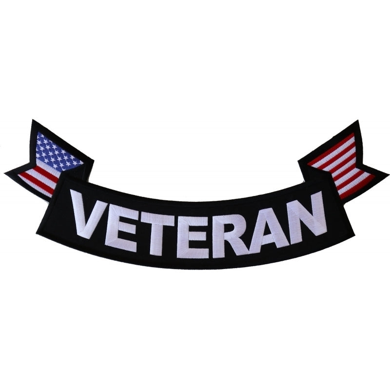 PL6560 Veteran Extra Large Rocker Patch Patches Virginia City Motorcycle Company Apparel 