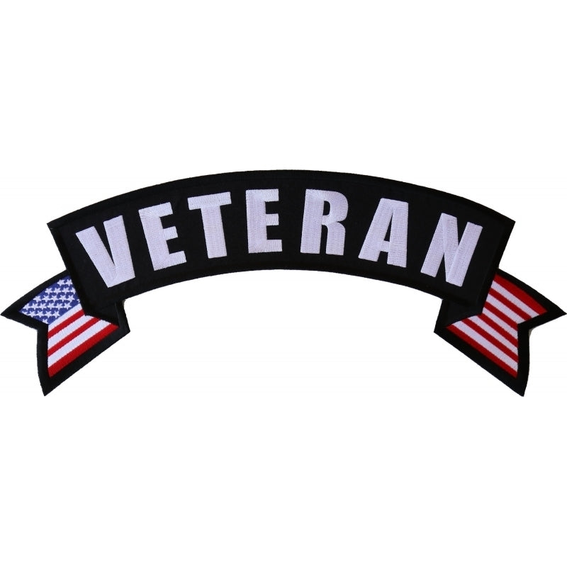 PL6559 Veteran Extra Large Rocker Patch Patches Virginia City Motorcycle Company Apparel 