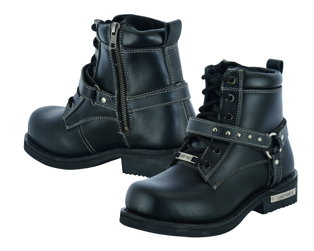 DS9766 Women's Boots with Side Zipper and Single Strap Women's Motorcycle Boots Virginia City Motorcycle Company Apparel 