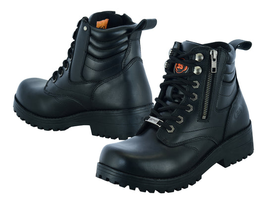 DS9768 Women's Side Zipper Plain Toe Boots Women's Motorcycle Boots Virginia City Motorcycle Company Apparel 