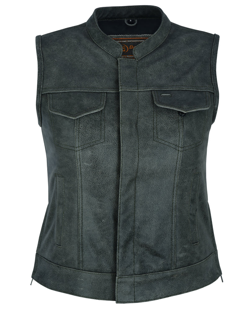 DS229  Women's Premium Single Back Panel Concealment Vest - GRAY Women's Vests Virginia City Motorcycle Company Apparel 