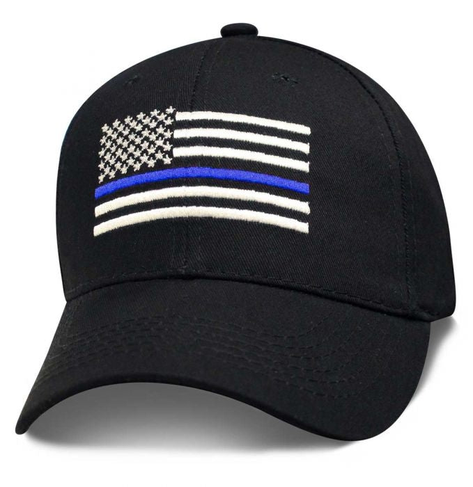 SPOLICE Blue Stripe Police Flag Cap Hats Virginia City Motorcycle Company Apparel 