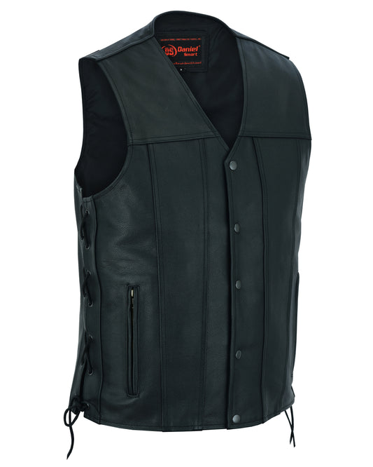 DS161TALL Men's Tall Classic Tapered Bottom Biker Leather Vest Men's Vests Virginia City Motorcycle Company Apparel 