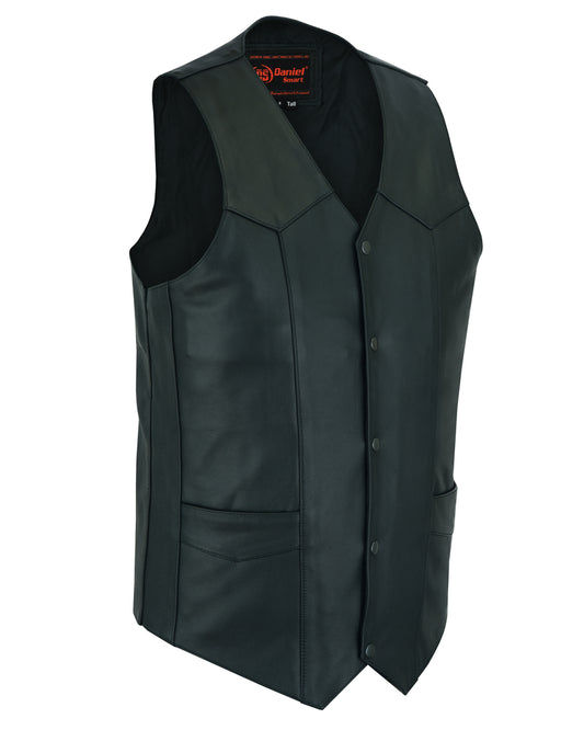 DS162TALL Men's Tall Classic Biker Leather Vest Men's Vests Virginia City Motorcycle Company Apparel 