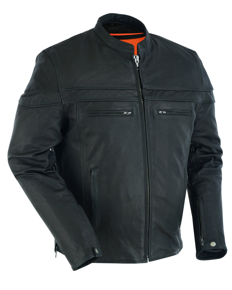 DS768 Men's Sporty Lightweight Leather Cross Over Jacket Men's Leather Motorcycle Jackets Virginia City Motorcycle Company Apparel 