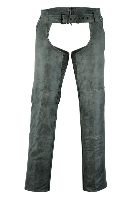 DS413 Unisex Double Deep Pocket Thermal Lined Chaps - GRAY Unisex Chaps & Pants Virginia City Motorcycle Company Apparel 