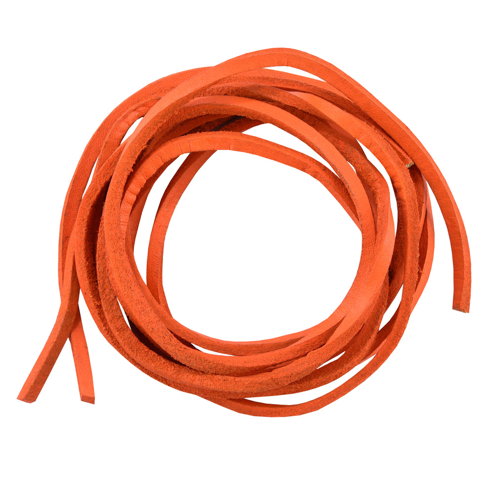 SLORANGE 6' Feet Leather Laces - Orange Leather Laces Virginia City Motorcycle Company Apparel 