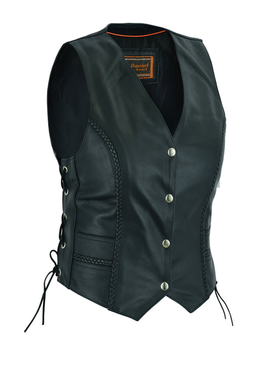 DS222 Women's Braided Vest Women's Vests Virginia City Motorcycle Company Apparel 