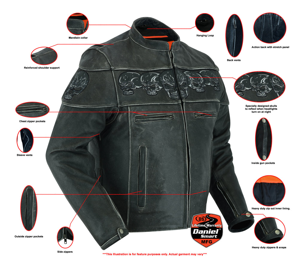 DS723 Exposed Men's Leather Motorcycle Jackets Virginia City Motorcycle Company Apparel 