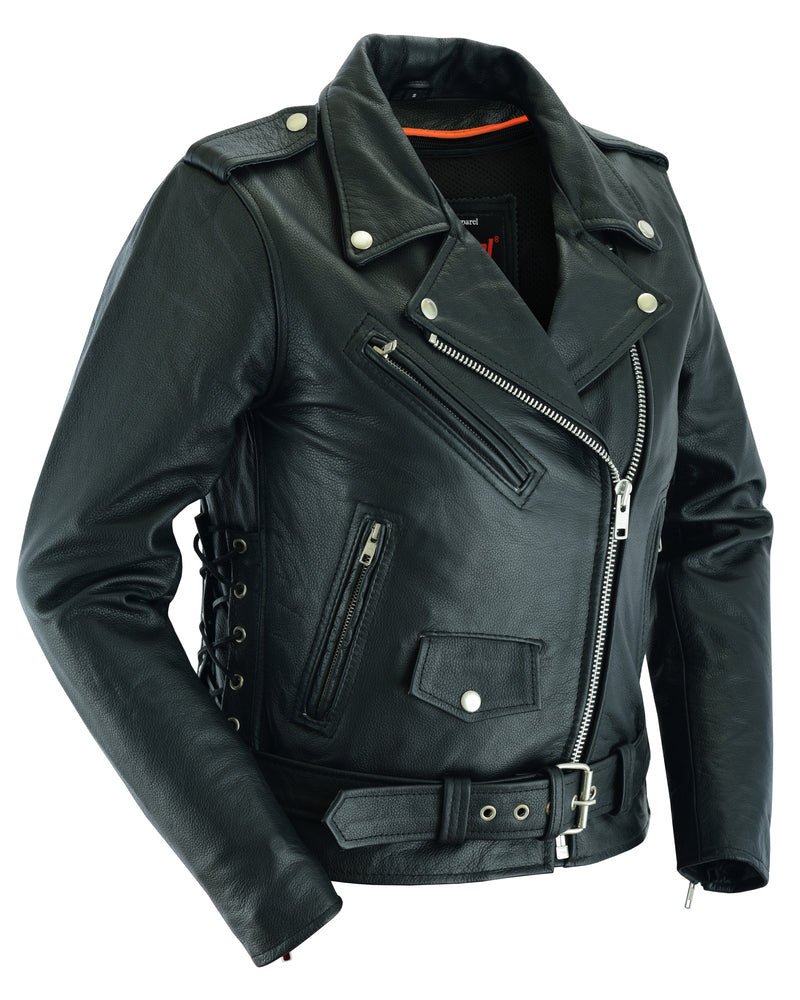 DS831 Women's Classic Side Lace Police Style M/C Jacket Women's Leather Motorcycle Jackets Virginia City Motorcycle Company Apparel 