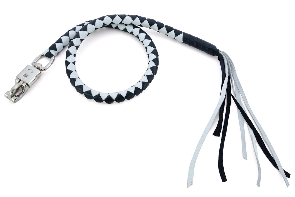 GBW204 Leather Biker Whip-White/Black Lever Covers & Floor Boards Virginia City Motorcycle Company Apparel 