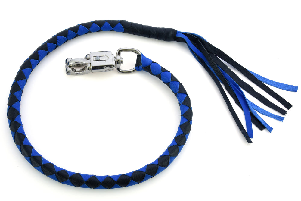 GBW205 Leather Biker Whip-Blue/Black Lever Covers & Floor Boards Virginia City Motorcycle Company Apparel 