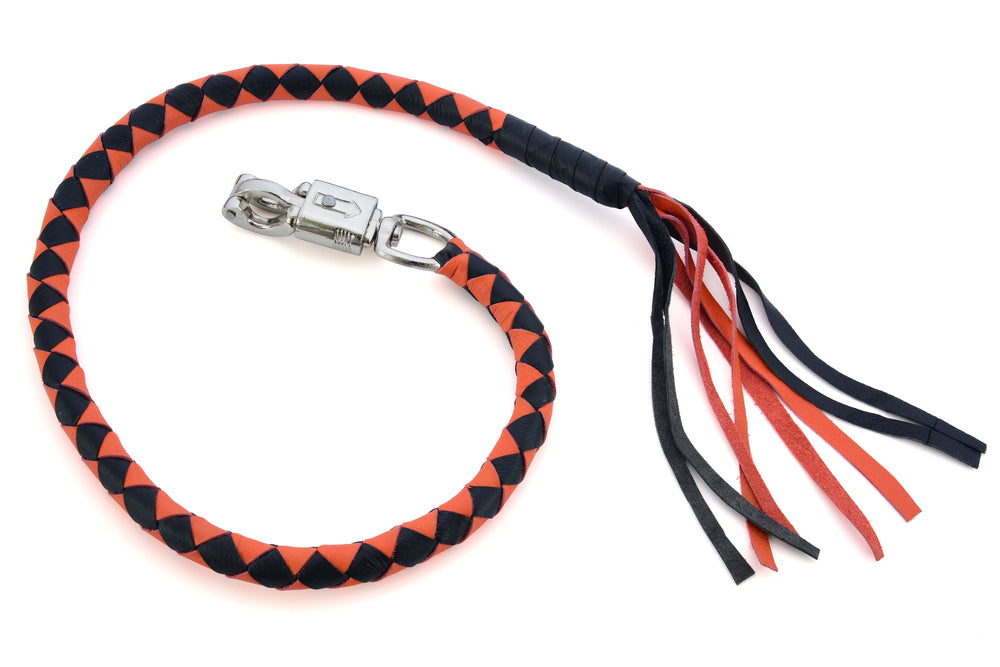 GBW202 Leather Biker Whip-Orange/Black Lever Covers & Floor Boards Virginia City Motorcycle Company Apparel 