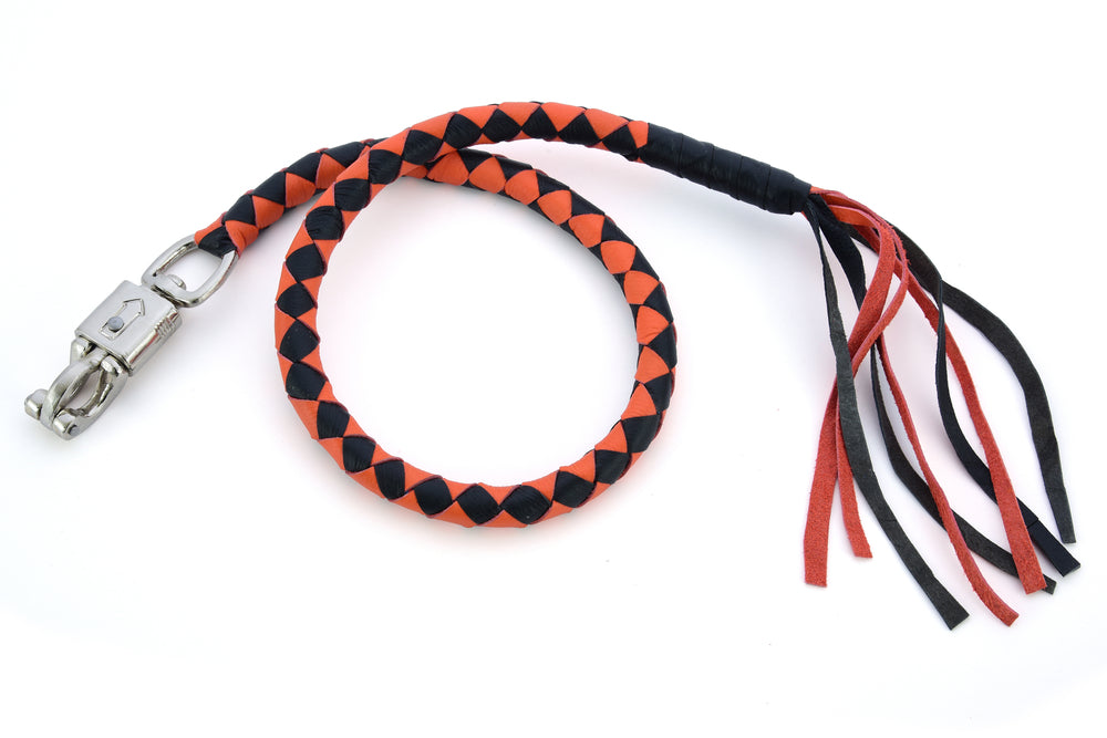 GBW202 Leather Biker Whip-Orange/Black Lever Covers & Floor Boards Virginia City Motorcycle Company Apparel 