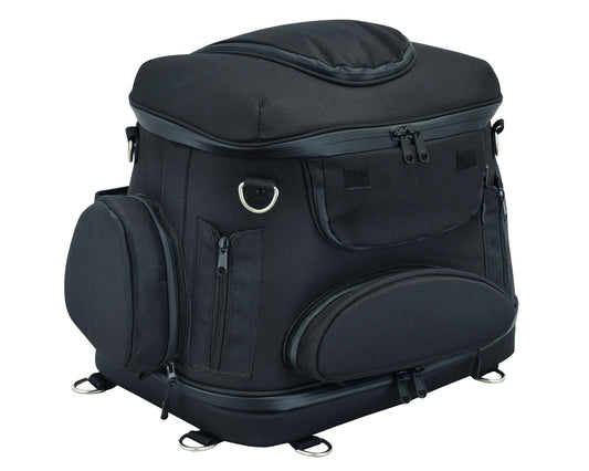 DS388 Daniel Smart Black Heavy Duty Textile Motorcycle Pet Carrier Si Sissy Bar Bags Virginia City Motorcycle Company Apparel 