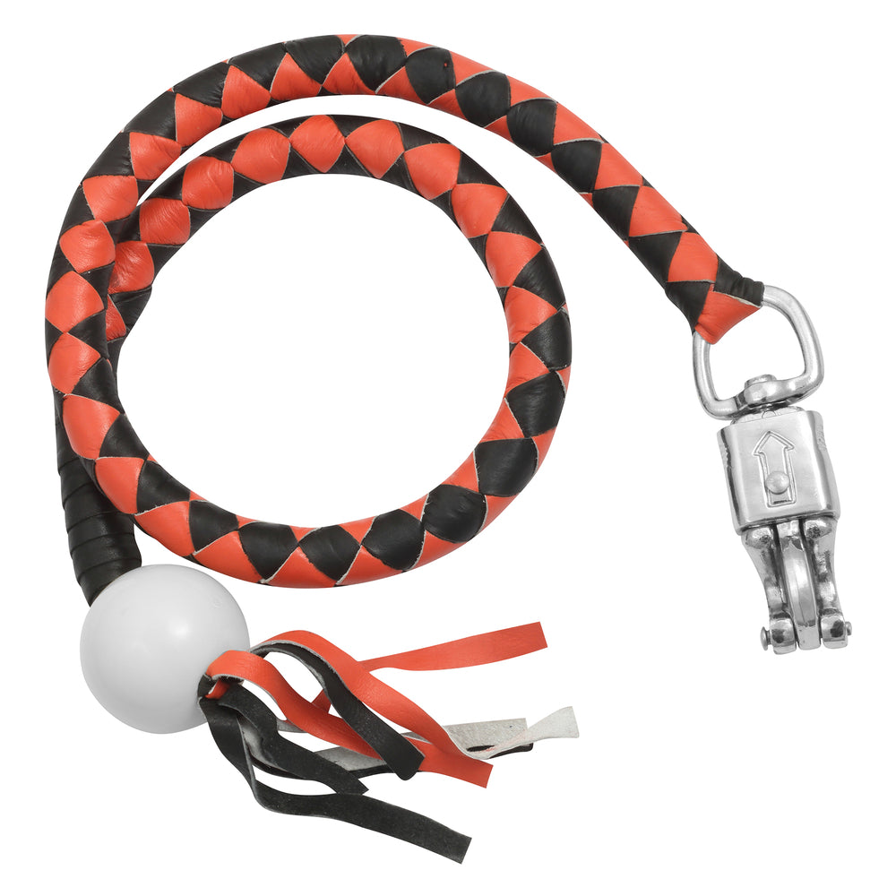 GBW209B Leather Biker Whip-Orange/Black W / White Pool Ball Lever Covers & Floor Boards Virginia City Motorcycle Company Apparel 