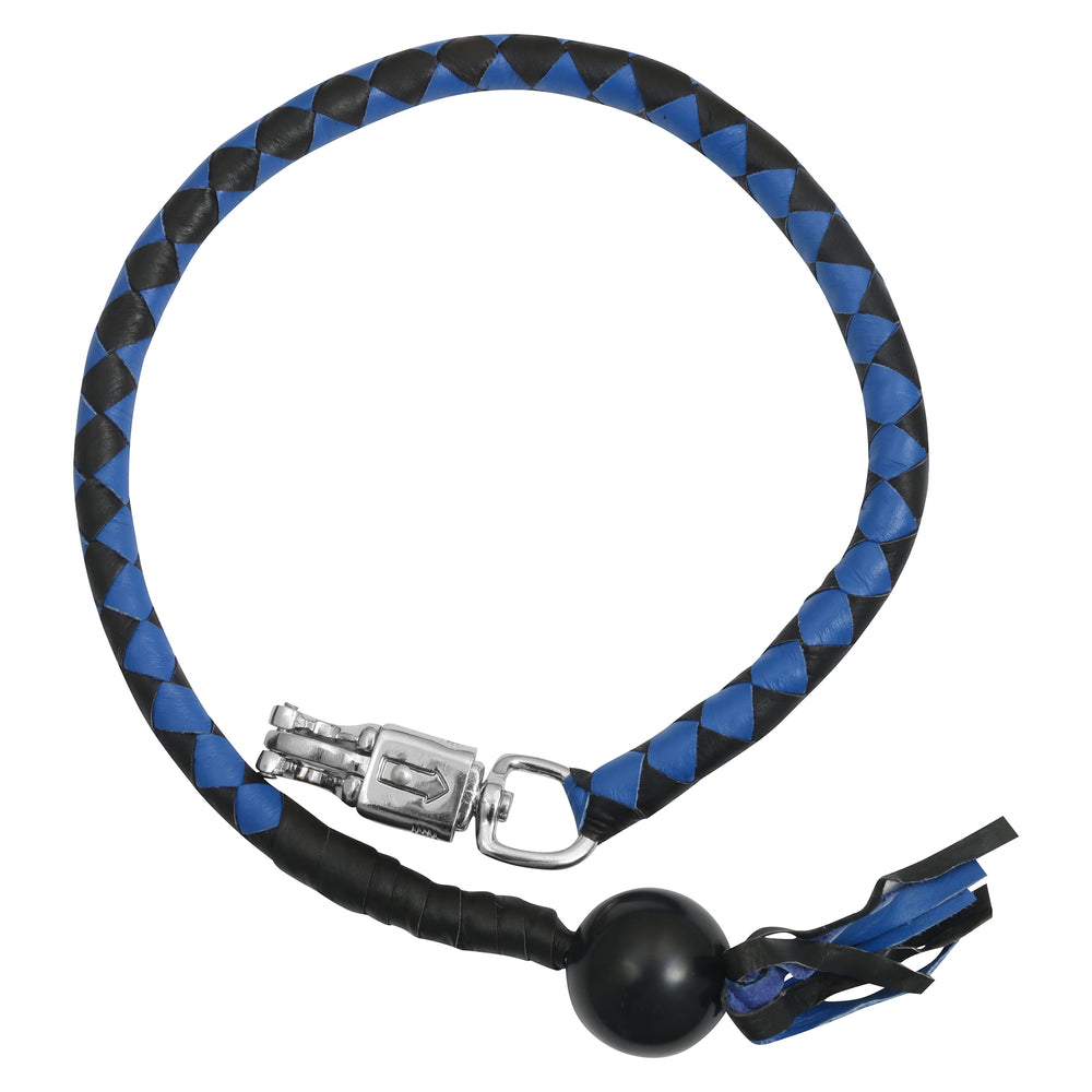 GBW210B Leather Biker Whip-Blue/Black W / Black Pool Ball Lever Covers & Floor Boards Virginia City Motorcycle Company Apparel 