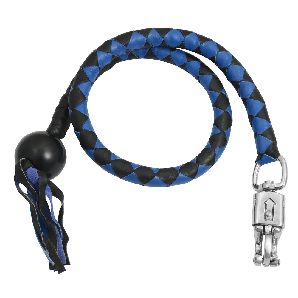 GBW210B Leather Biker Whip-Blue/Black W / Black Pool Ball Lever Covers & Floor Boards Virginia City Motorcycle Company Apparel 