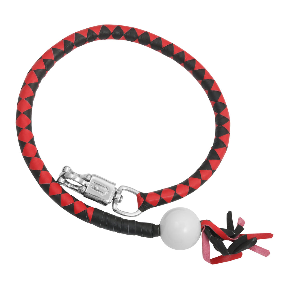 GBW211B Leather Biker Whip-Red/Black W / White Pool Ball New Arrivals Virginia City Motorcycle Company Apparel 