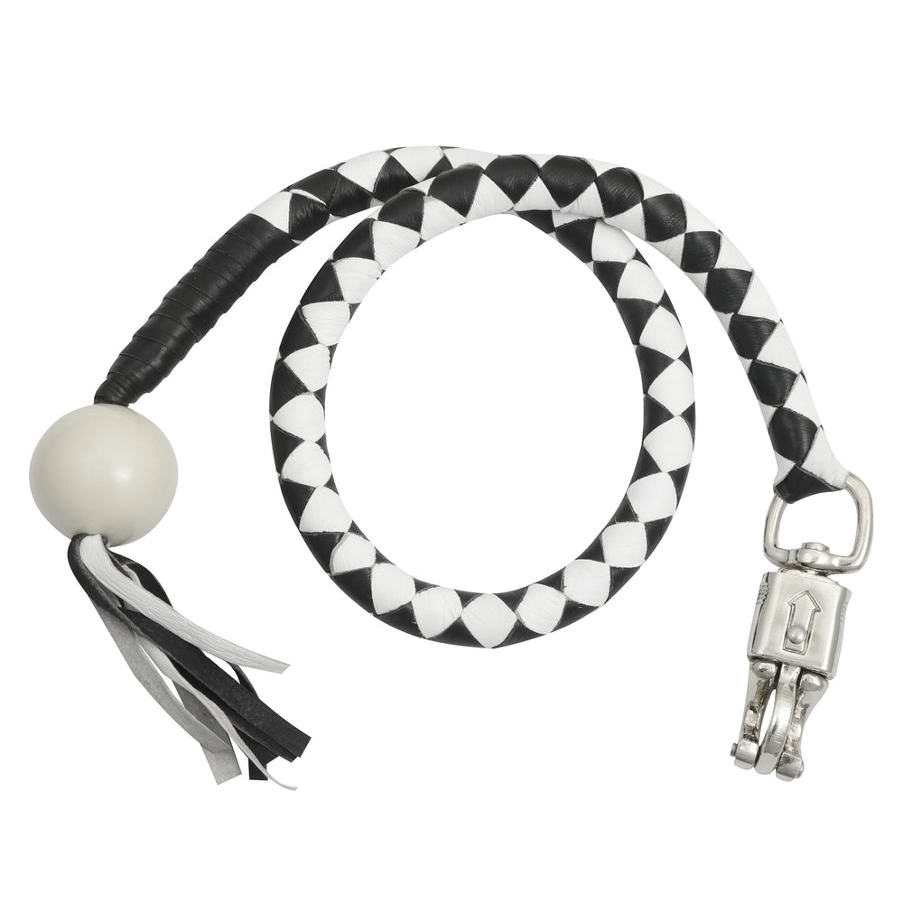 GBW212B Leather Biker Whip-White/black W / White Pool Ball Lever Covers & Floor Boards Virginia City Motorcycle Company Apparel 