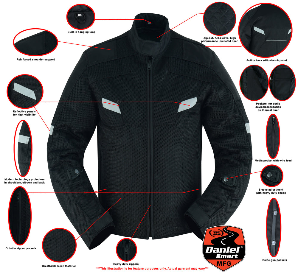 DS766 Men's Performance Mesh Jacket - Black New Arrivals Virginia City Motorcycle Company Apparel 