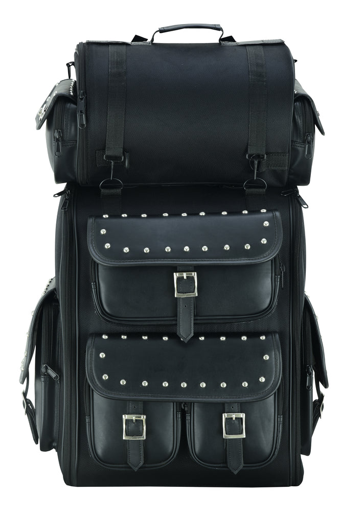 DS386 Updated Touring Back Pack With Studs Sissy Bar Bags Virginia City Motorcycle Company Apparel 