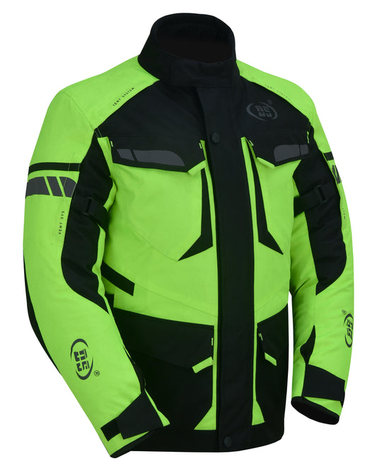 DS4616 Advance Touring Textile Fabric Motorcycle Jacket for Men - Hi-Vis Mens Textile Motorcycle Jackets Virginia City Motorcycle Company Apparel 