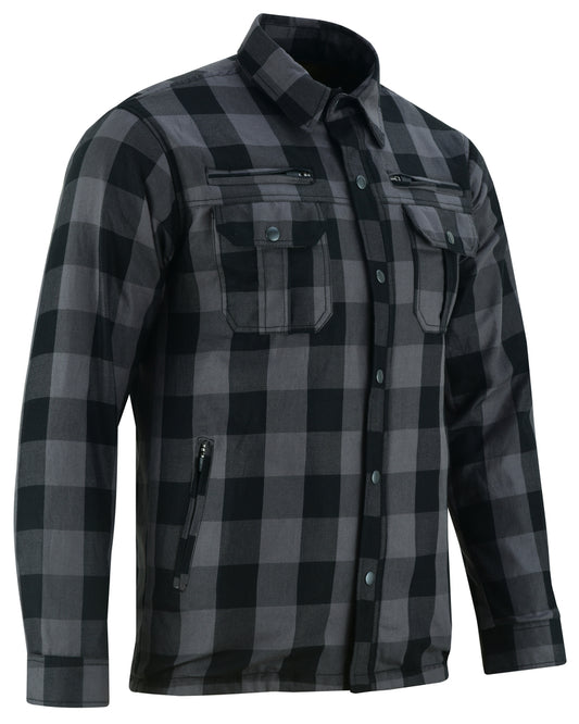 DS4670 Armored Flannel Shirt - Gray Men's Jacket Virginia City Motorcycle Company Apparel 