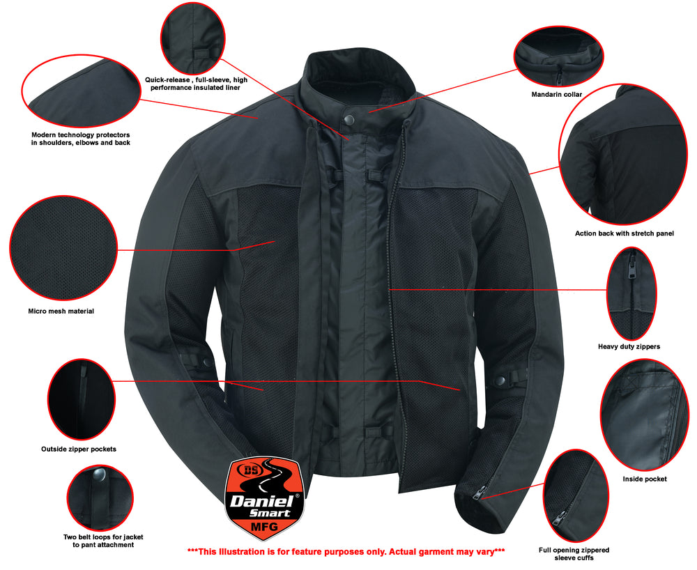 DS4640 Cross Wind - Black Men's Jacket Virginia City Motorcycle Company Apparel 