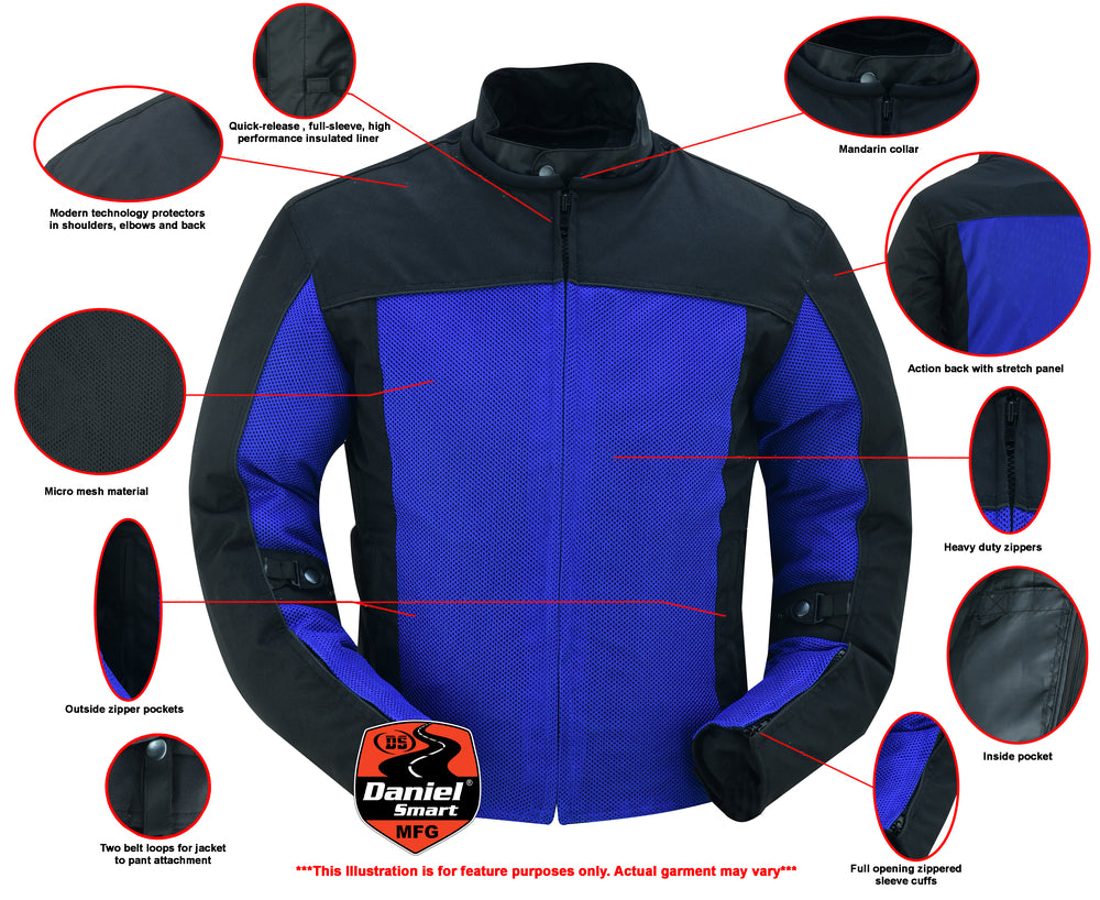 DS4641 Cross Wind - Blue Men's Jacket Virginia City Motorcycle Company Apparel 