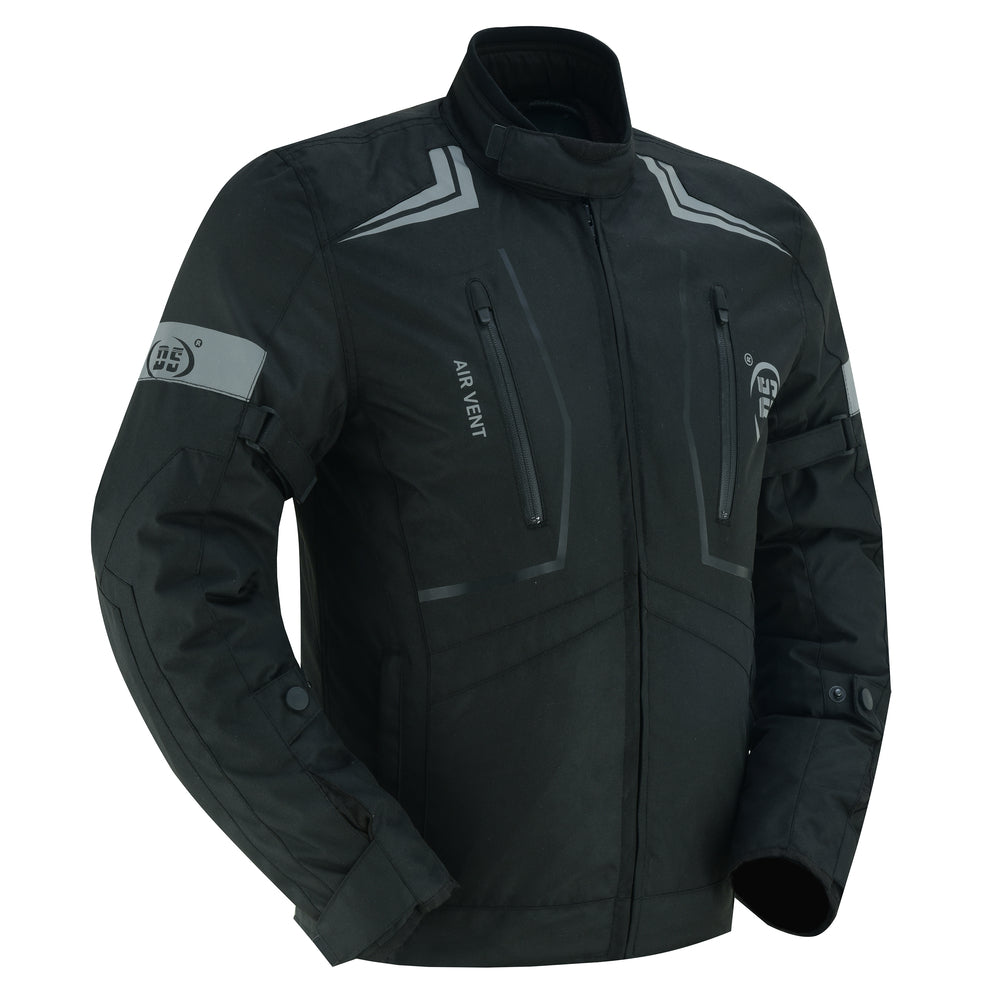 DS4610 Flight Wings - Black Textile Fabric Motorcycle Jacket for Men Men's Jacket Virginia City Motorcycle Company Apparel 