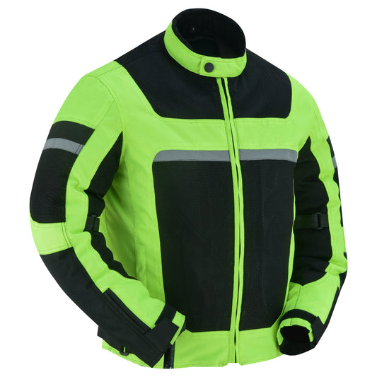 DS763 Men's Racer Mesh Jacket - High Viz Men's Jacket Virginia City Motorcycle Company Apparel 