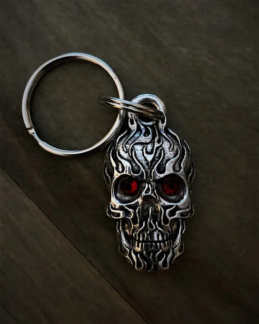 BBK-111 Flame Skull Diamond Keychain Wallet Chains/Key Leash Virginia City Motorcycle Company Apparel 