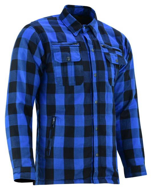 DS4674 Armored Flannel Shirt - Blue men's jacket Virginia City Motorcycle Company Apparel in Nevada USA