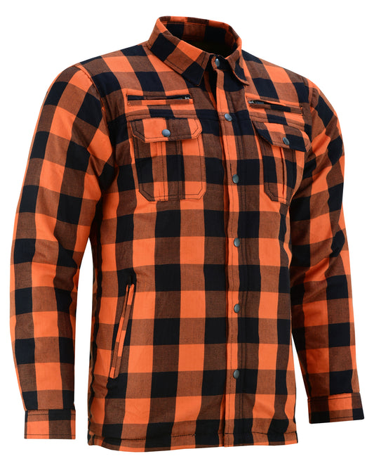 DS4675 Armored Flannel Shirt - Orange New Arrivals Virginia City Motorcycle Company Apparel in Nevada USA