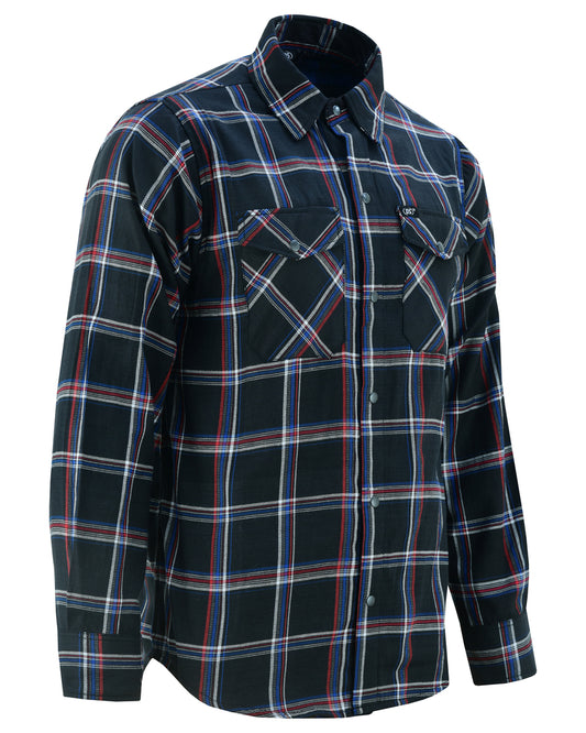 DS4680 Flannel Shirt - Black, Red and Blue Flannels Virginia City Motorcycle Company Apparel in Nevada USA