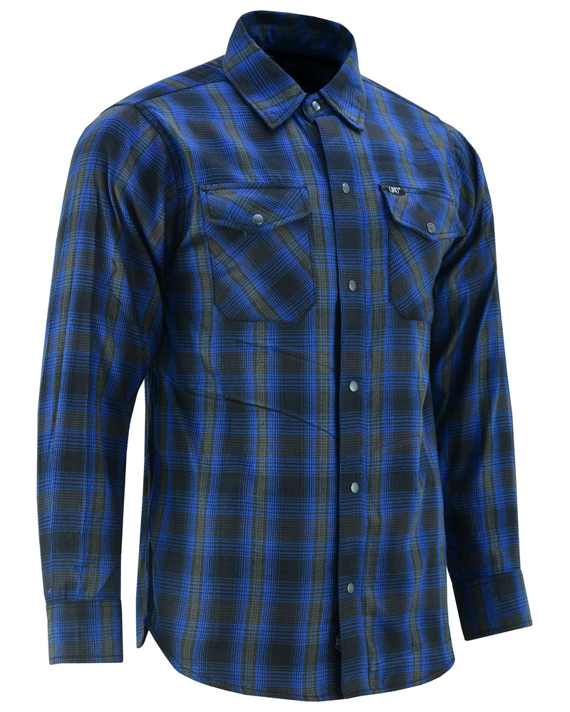 DS4681 Men's Flannel Shirt -Blue and Black Flannels Virginia City Motorcycle Company Apparel in Nevada USA