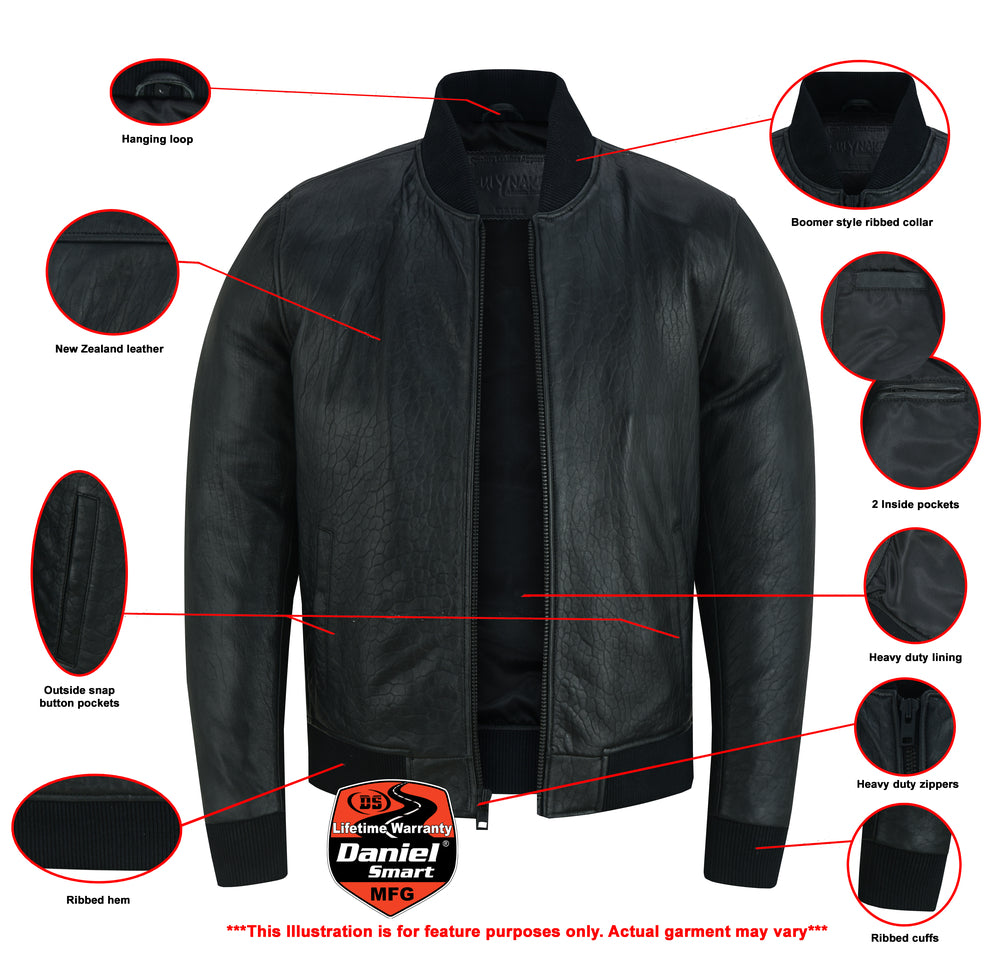 The Stalwart - Men's Fashion Leather Bomber Jacket Men's Leather Motorcycle Jackets Virginia City Motorcycle Company Apparel in Nevada USA