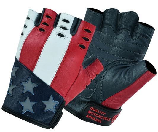 DS1215 Freedom Leather Fingerless Gloves Men's Fingerless Gloves Virginia City Motorcycle Company Apparel in Nevada USA