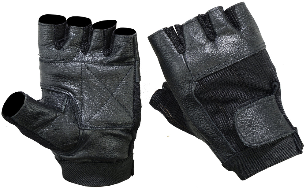 DS12 Leather / Mesh Fingerless Glove Men's Fingerless Gloves Virginia City Motorcycle Company Apparel 