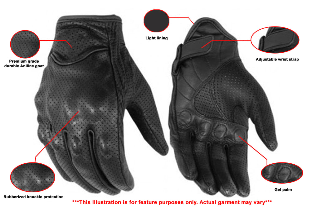 DS76 Perforated Sporty Glove Men's Lightweight Gloves Virginia City Motorcycle Company Apparel 