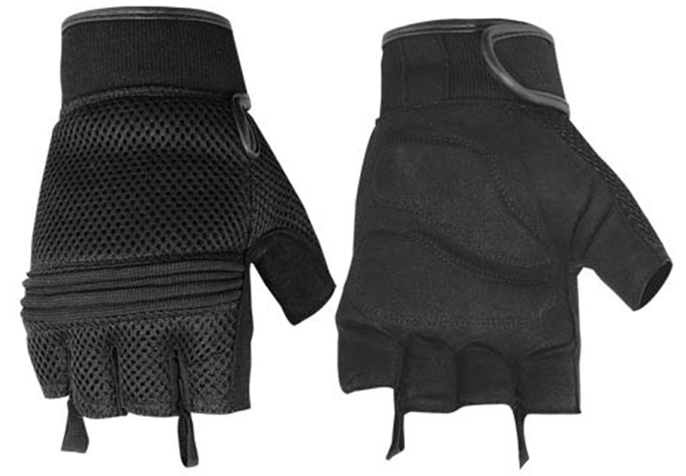 DS10 Synthetic Leather/ Mesh Fingerless Glove Men's Fingerless Gloves Virginia City Motorcycle Company Apparel 