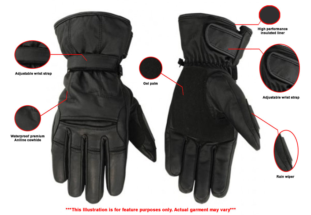 DS20 Heavy Duty Insulated Cruiser Glove Men's Gauntlet Gloves Virginia City Motorcycle Company Apparel 