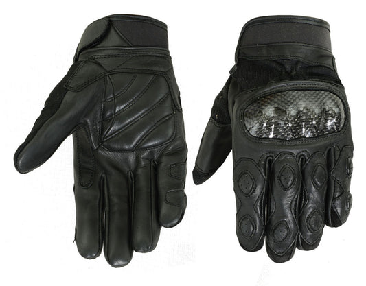 DS55BK Leather/ Textile Sporty Glove Men's Lightweight Gloves Virginia City Motorcycle Company Apparel 