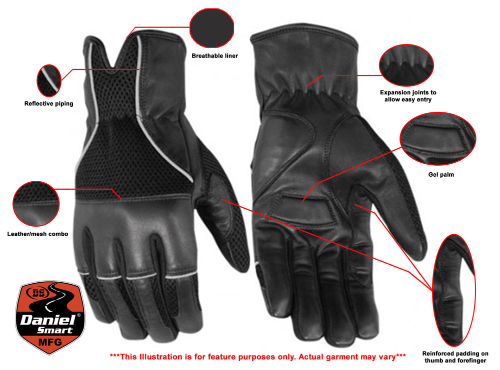 DS65 Leather / Mesh Summer Glove Men's Lightweight Gloves Virginia City Motorcycle Company Apparel 